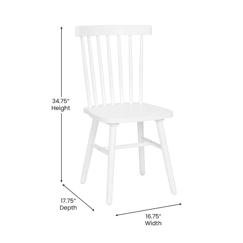 Chaises de salle à manger avec dossier en fuseau en bois massif - un lot de deux