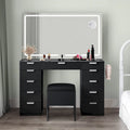 Coiffeuse 46 po avec prise intégrée, miroir éclairé et support pour sèche-cheveux – 55,8 H x 46 L x 11,7 P
