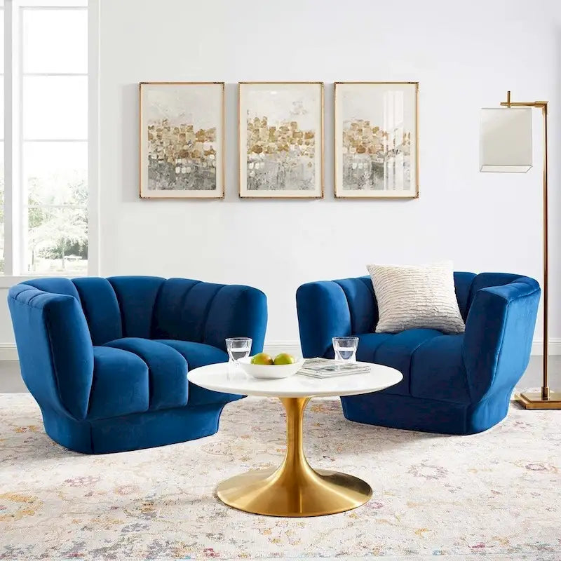 Ensemble de 2 fauteuils en velours de performance touffeté à canal vertical