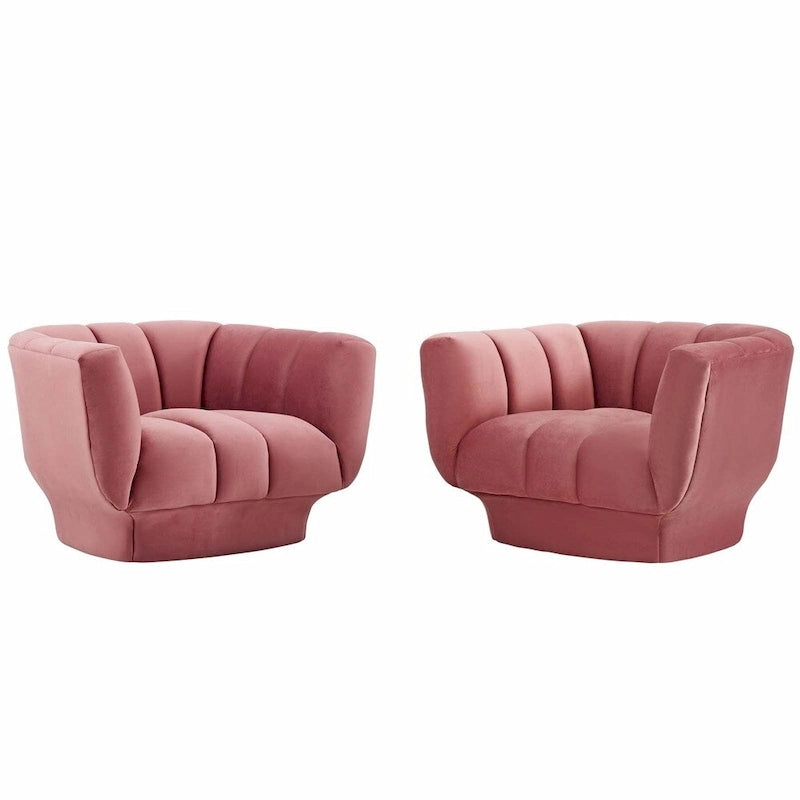 Ensemble de 2 fauteuils en velours de performance touffeté à canal vertical