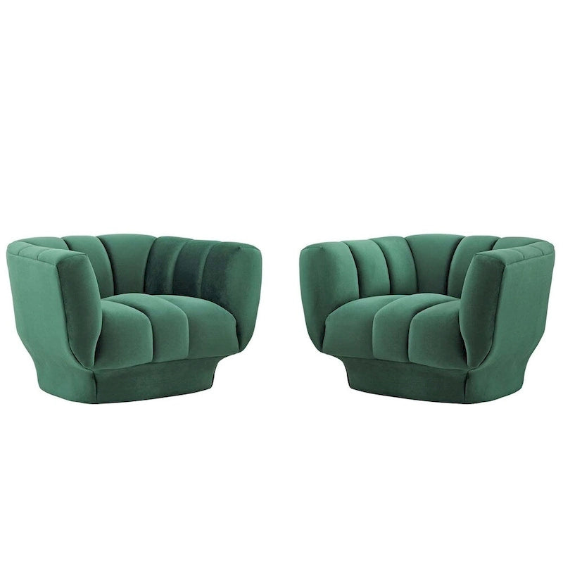Ensemble de 2 fauteuils en velours de performance touffeté à canal vertical