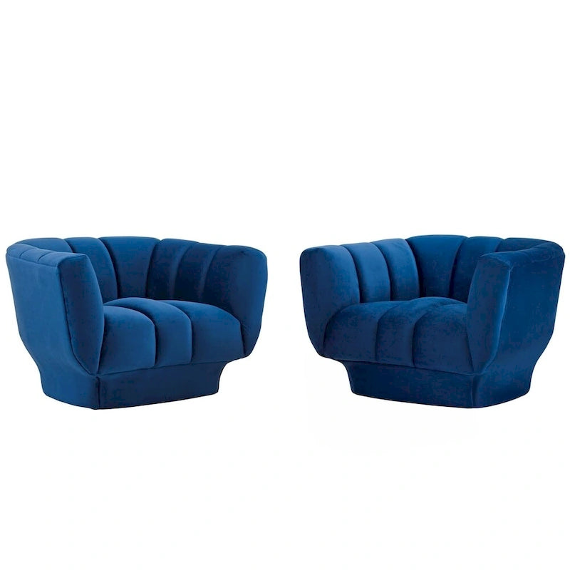 Ensemble de 2 fauteuils en velours de performance touffeté à canal vertical