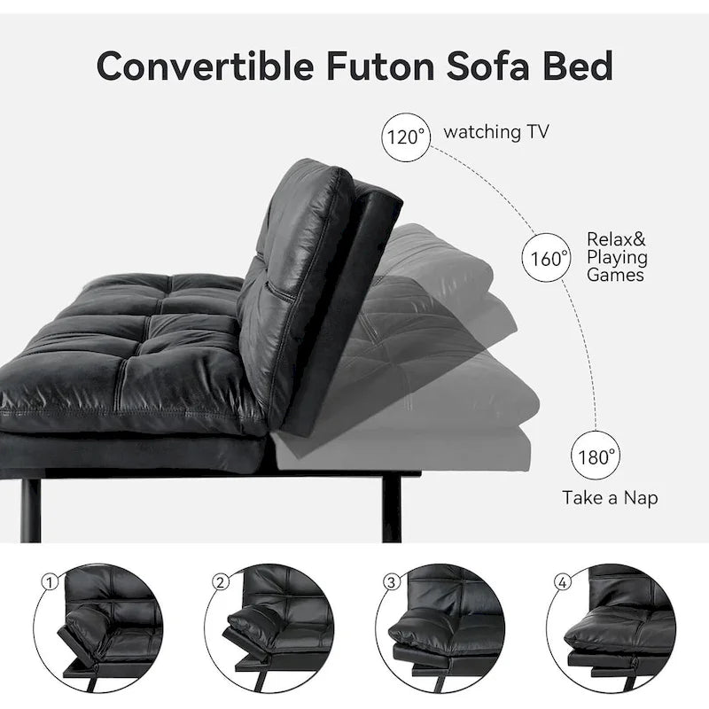 Canapé convertible, futon modulable avec accoudoirs réglables pour studio, appartement, bureau, petit espace
