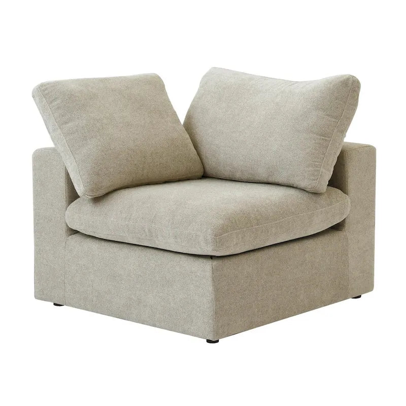 Canapé d'angle modulable Cloud 6 places avec oreillers et pouf