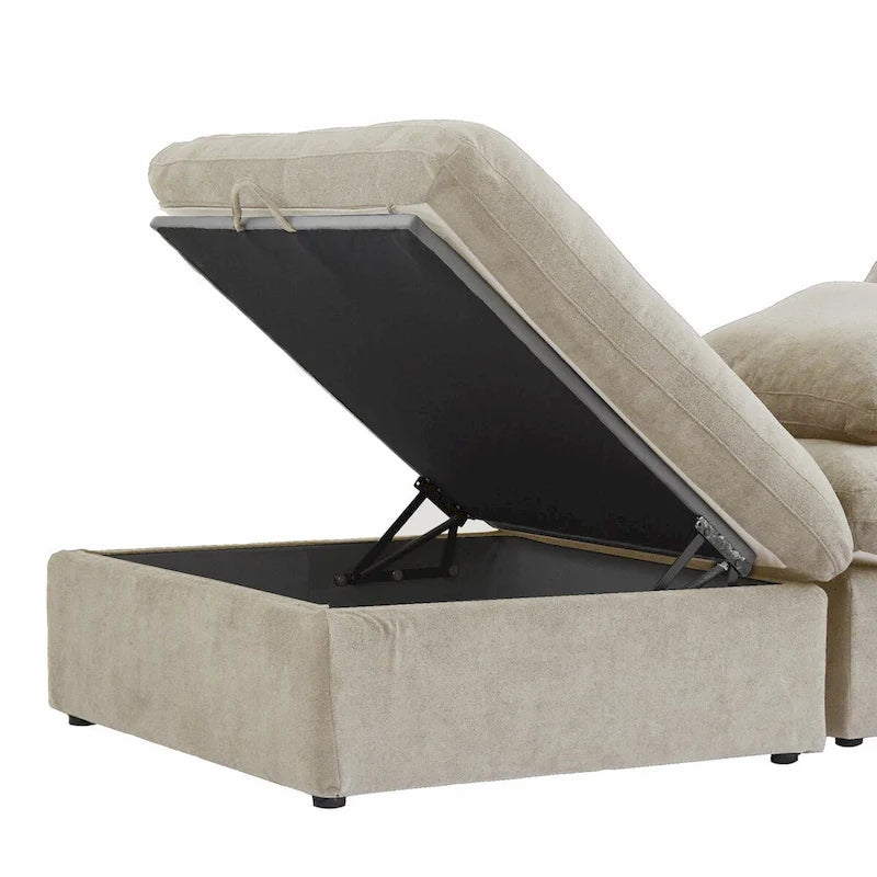 Canapé d'angle modulable Cloud 6 places avec oreillers et pouf