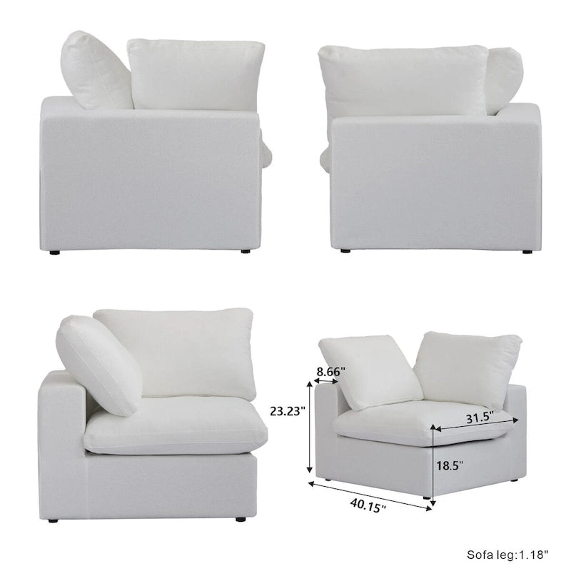 Canapé d'angle modulable Cloud 6 places avec oreillers et pouf