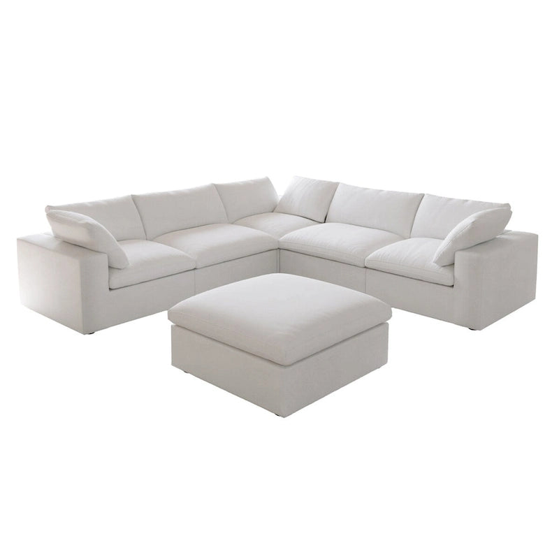 Canapé d'angle modulable Cloud 6 places avec oreillers et pouf