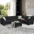 Canapé modulable 112*87 Sectional Sofa Couche Living Room Sets, Canapé modulable 7 places avec pouf, Canapé d'angle en forme de L avec 3 oreillers
