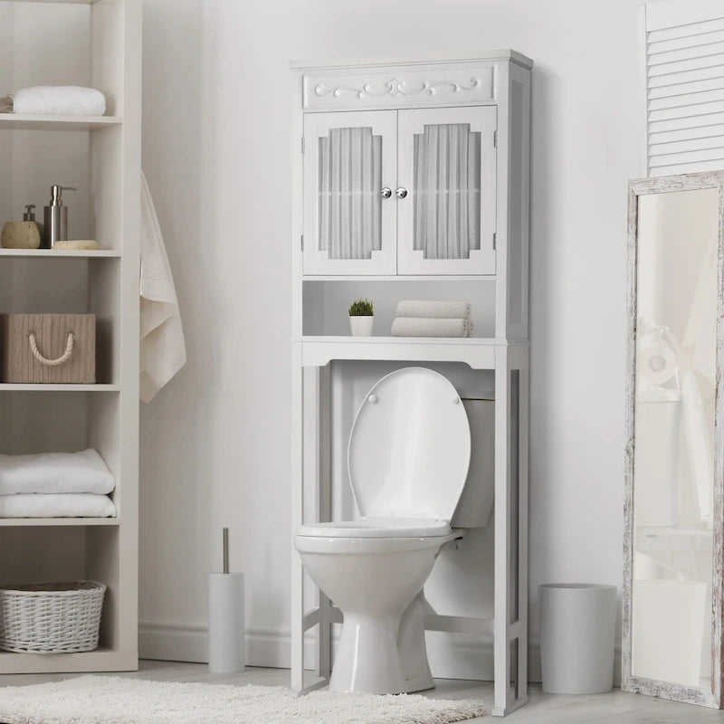 Étagère de rangement gain de place pour WC en bois