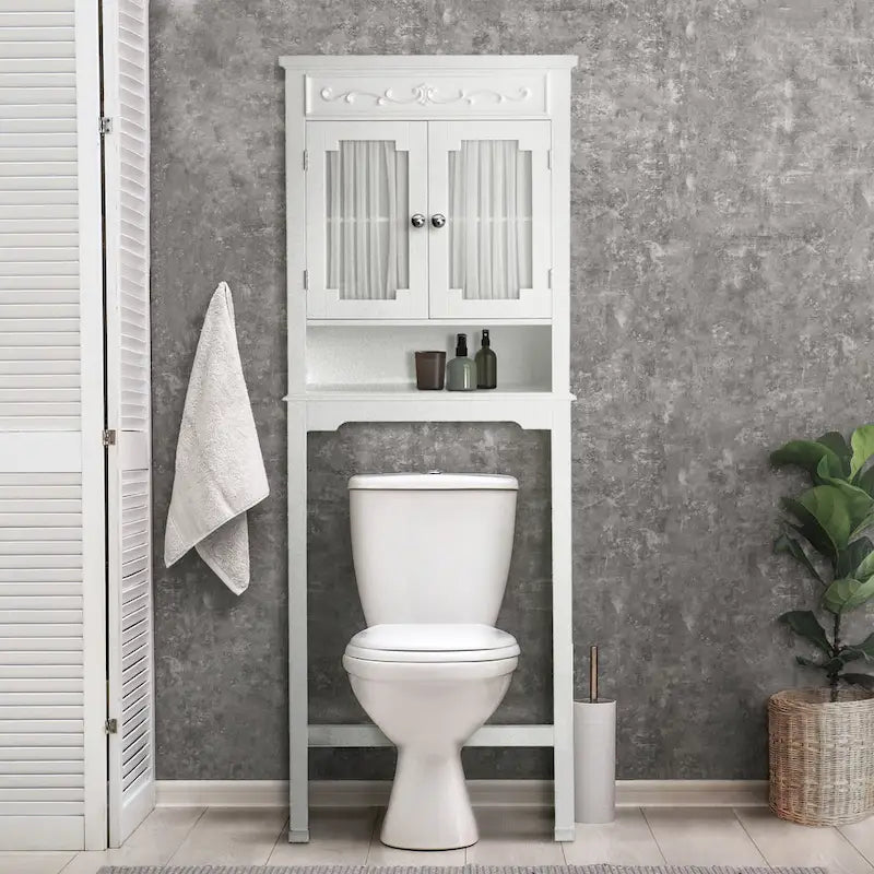 Étagère de rangement gain de place pour WC en bois