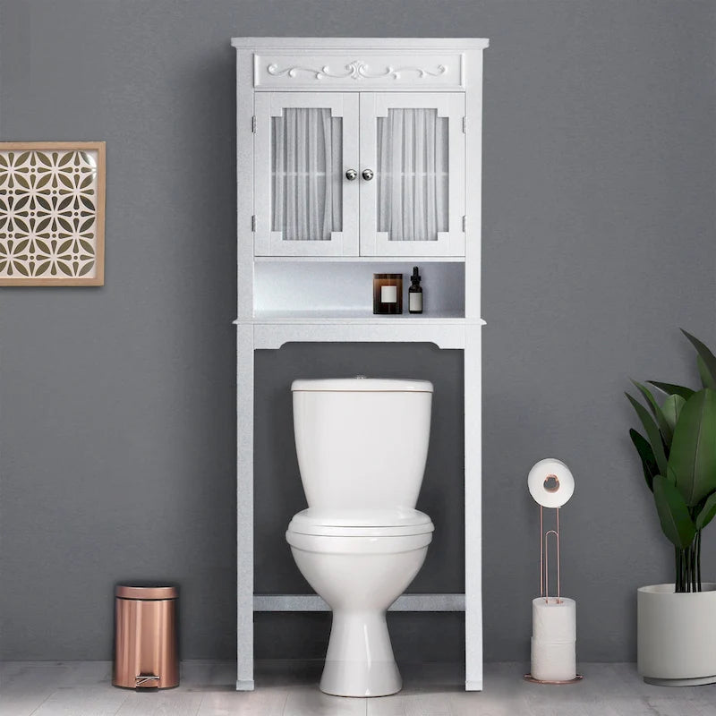 Étagère de rangement gain de place pour WC en bois
