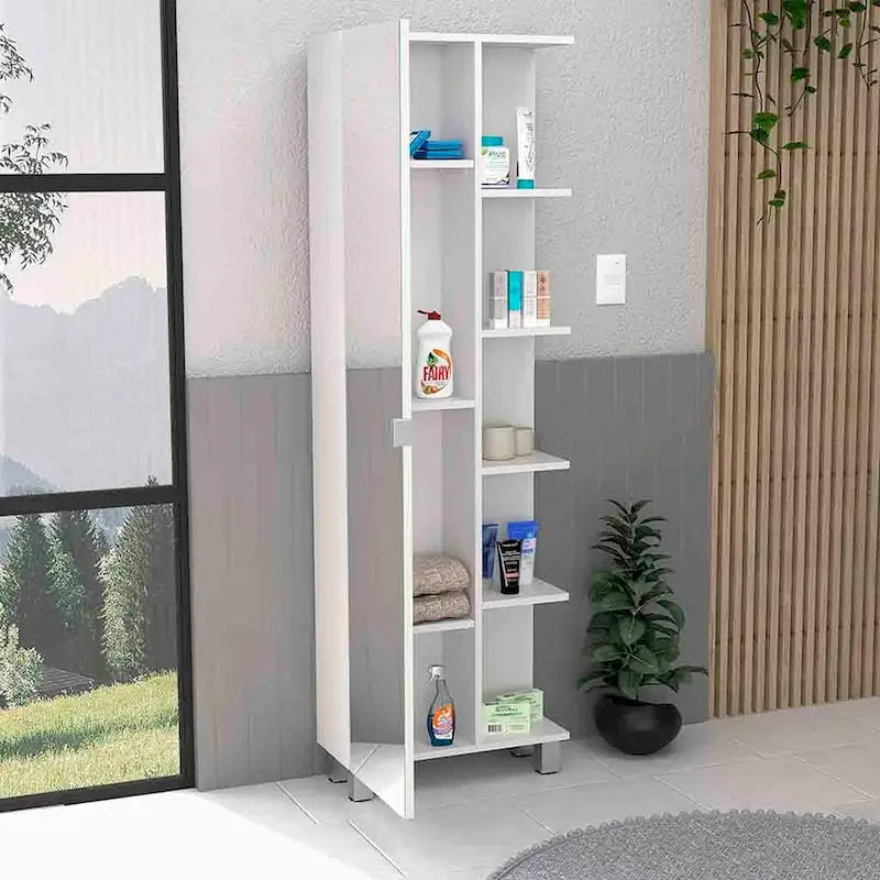 Rénovation armoire à linge miroir, quatre étagères intérieures, finition wengé noir