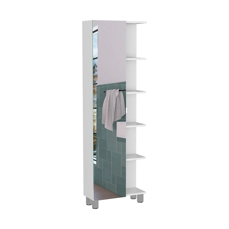 Rénovation armoire à linge miroir, quatre étagères intérieures, finition wengé noir